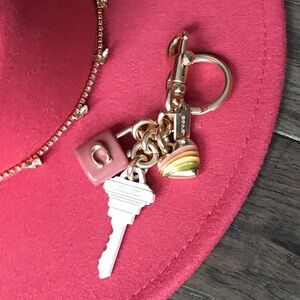 Coach Key Cluster Bag Charm, Heart and Padlock, Gold
